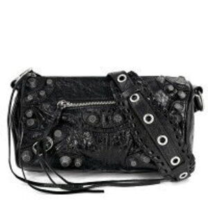 Balenciaga Shoulder Bag Le Cagole Cylinder Crossbody Leather Black